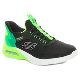 Sneakers Bambino Skechers Microspec Max Brisk Stripe Nero Lime | NonSoloSport