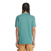 Polo Uomo Timberland Piquet Stretch Small Logo Embro Verde Acqua | NonSoloSport