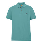 Polo Uomo Timberland Piquet Stretch Small Logo Embro Verde Acqua | NonSoloSport