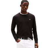 Maglione Uomo Tommy Jeans Slim Essential Light Giro Cotone Nero | NonSoloSport