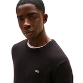 Maglione Uomo Tommy Jeans Slim Essential Light Giro Cotone Nero | NonSoloSport