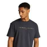 T-Shirt Uomo Tommy Jeans Linear Gold Grigio | NonSoloSport