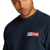 Felpa Uomo Tommy Jeans Logo Firma Blu | NonSoloSport