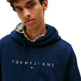 Felpa Uomo Tommy Jeans Linear Logo Blu | NonSoloSport
