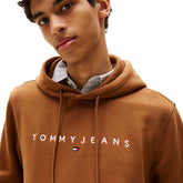 Felpa Uomo Tommy Jeans Linear Logo Marrone | NonSoloSport