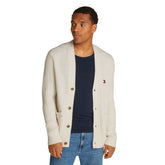 Cardigan Uomo Tommy Jeans Logo Bianco Gesso | NonSoloSport