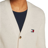 Cardigan Uomo Tommy Jeans Logo Bianco Gesso | NonSoloSport