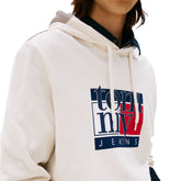 Felpa Uomo Tommy Jeans Logo Bandiera Bianco Avorio | NonSoloSport