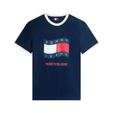 T-Shirt Uomo Tommy Jeans Wavy Flag Blu Scuro Bianco | NonSoloSport