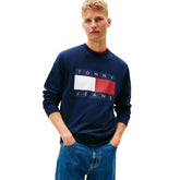 Felpa Uomo Tommy Jeans Big Flag Blu | NonSoloSport