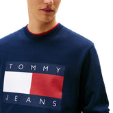 Felpa Uomo Tommy Jeans Big Flag Blu | NonSoloSport