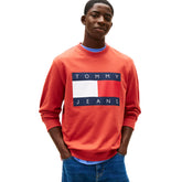 Felpa Uomo Tommy Jeans Big Flag Rosso | NonSoloSport