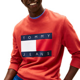 Felpa Uomo Tommy Jeans Big Flag Rosso | NonSoloSport