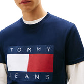 T-Shirt Uomo Tommy Jeans Big Flag Blu | NonSoloSport