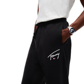 Pantalone Jogger Uomo Tommy Jeans Signature Nero Bianco | NonSoloSport