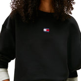 Felpa Donna Tommy Jeans Logo Nero Bianco | NonSoloSport