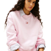 Felpa Donna Tommy Jeans Badge Rosa | NonSoloSport