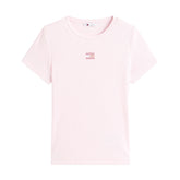 T-Shirt Donna Tommy Jeans Badge Rib Rosa | NonSoloSport