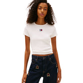 T-Shirt Donna Tommy Jeans Badge Rib Beige | NonSoloSport