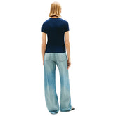 T-Shirt Donna Tommy Jeans Linear Logo Blu Scuro | NonSoloSport