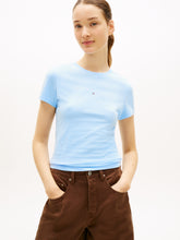 T-Shirt Donna Tommy Jeans Linear Logo Azzurro | NonSoloSport