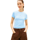 T-Shirt Donna Tommy Jeans Linear Logo Azzurro | NonSoloSport