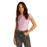 T-Shirt Donna Tommy Jeans Slim Fit Logo Rosa | NonSoloSport