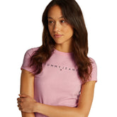 T-Shirt Donna Tommy Jeans Slim Fit Logo Rosa | NonSoloSport