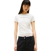 T-Shirt Donna Tommy Jeans Slim Fit Logo Bianco | NonSoloSport