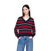 Maglione Donna Tommy Jeans Righe Blu Rosso | NonSoloSport