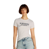 T-Shirt Donna Tommy Jeans Slim Ess Logo Bianco | NonSoloSport