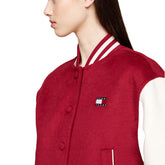 Giacca Donna Tommy Jeans Crop Varsity Rosso | NonSoloSport