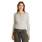 Polo Manica Lunga Donna Tommy Jeans Slim Bianco Antico | NonSoloSport