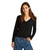 Maglione Donna Tommy Jeans Essential V Neck Nero | NonSoloSport