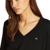Maglione Donna Tommy Jeans Essential V Neck Nero | NonSoloSport