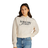 Felpa Donna Tommy Jeans Relax Ess Logo Bianco | NonSoloSport