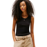 Canotta Donna Tommy Jeans Rib Ess Nero | NonSoloSport
