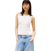 Canotta Donna Tommy Jeans Rib Ess Bianco Ecru | NonSoloSport