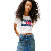 T-Shirt Donna Tommy Jeans Floral Flag Bianco | NonSoloSport