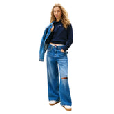 Felpa Donna Tommy Jeans Essential Logo Blu | NonSoloSport