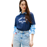 T-Shirt Donna Tommy Jeans Overdye Blu Bianco | NonSoloSport