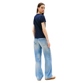 T-Shirt Donna Tommy Jeans Regular Logo Blu Bianco | NonSoloSport
