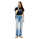 T-Shirt Donna Tommy Jeans Regular Logo Blu Bianco | NonSoloSport
