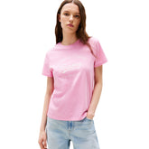 T-Shirt Donna Tommy Jeans Regular Logo Rosa | NonSoloSport