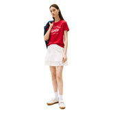 T-Shirt Donna Tommy Jeans Regular Logo Rosso Bianco | NonSoloSport