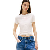 T-Shirt Donna Tommy Jeans Linear Logo Bianco | NonSoloSport