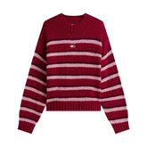 Maglione Donna Tommy Jeans Distintivo Tommy Rosso Rosa | NonSoloSport
