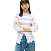 Maglia Donna Tommy Jeans Reg Flag Bianco Lilla | NonSoloSport
