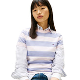 Maglia Donna Tommy Jeans Reg Flag Bianco Lilla | NonSoloSport