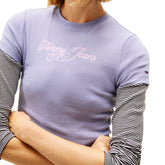 T-Shirt Donna Tommy Jeans Essential Lilla | NonSoloSport